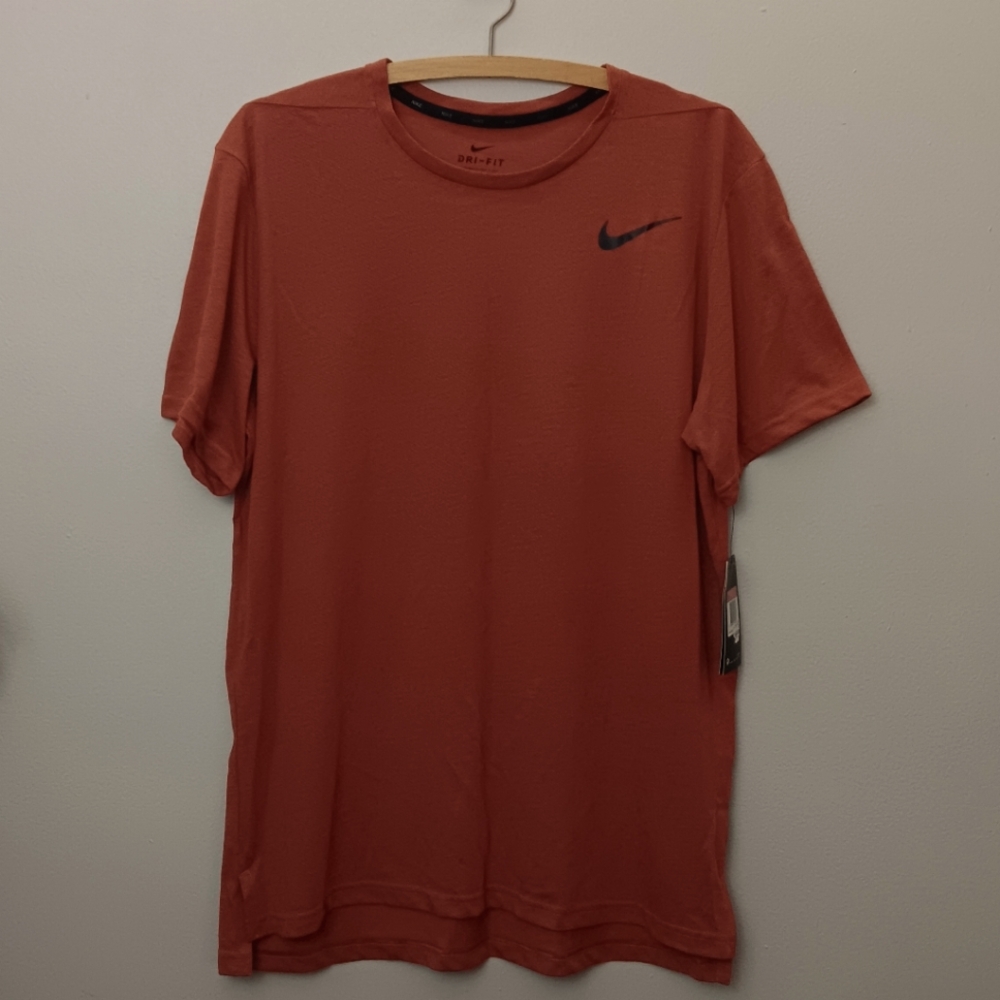NWT Nike Dri-Fit Mens Top Size Large Burnt Orange Breathable Short Sleeve